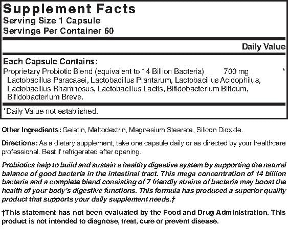 Etiquetas Natures Blend Mega probiótico frasco