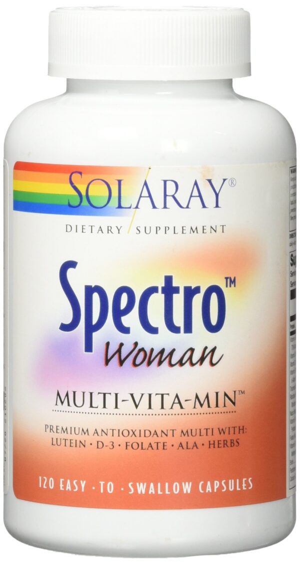 Detalle de etiquetas multivitamínico Solaray Spectro para mujer