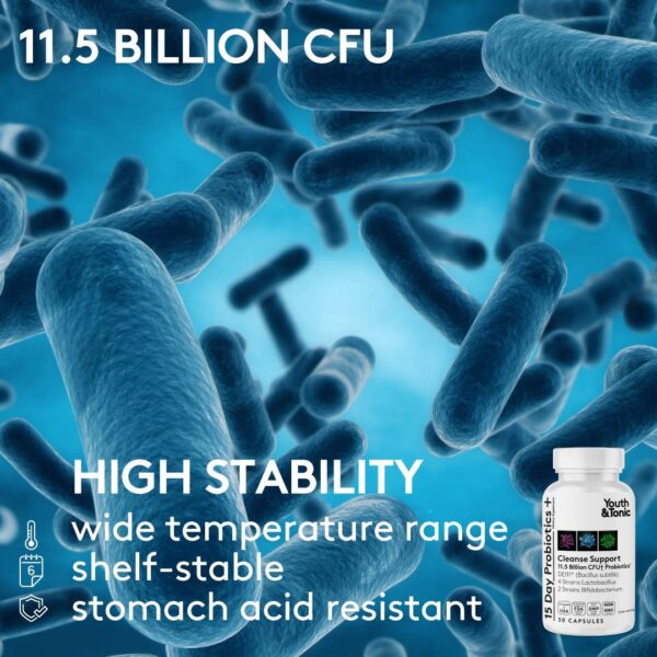 Etiquetas suplementarias Youth & Tonic para salud digestiva y inmunidad