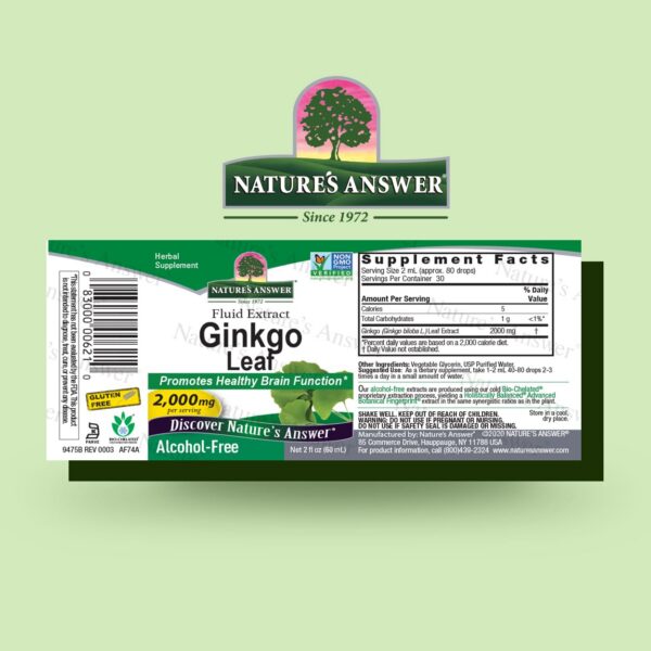 Version 1.0.0 Frasco de naturaleza respuesta extracto de ginkgo sin alcohol para concentración