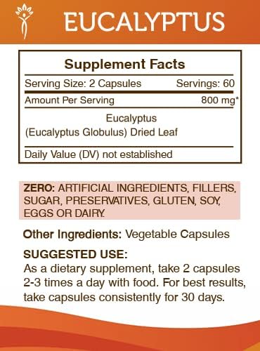Eucalipto 800 mg cápsulas extracto natural Secrets of the Tribe