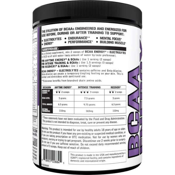 Detalle de etiqueta nutricional EVL BCAA