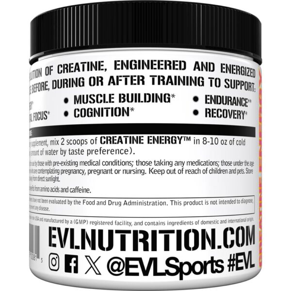 Version 1.0.0 Presentación de EVL Creatine Energy para entrenamiento