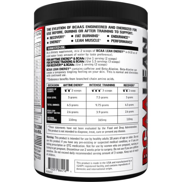 Envase EVL Lean Energy BCAA sabor Fruit Punch