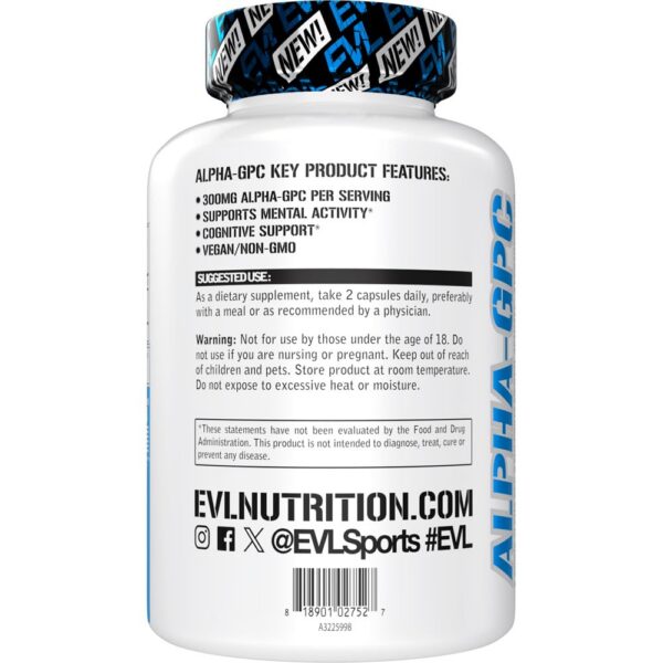 Cápsulas Alpha GPC 600 mg EVL Nutrition