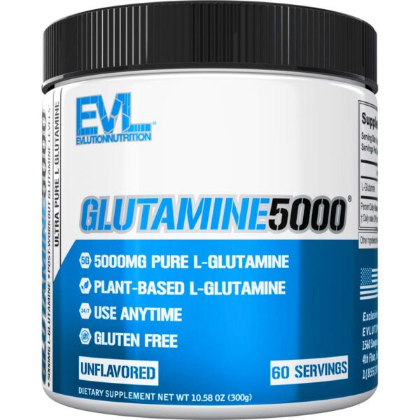 Frente del envase L-glutamina 5 g EVLution Nutrition