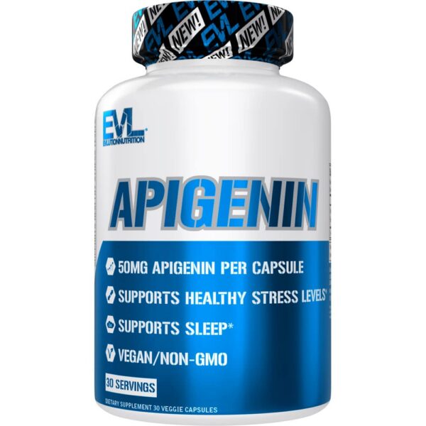 Frasco de suplemento Apigenina Evlution Pure 50mg