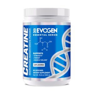Version 1.0.0 Evogen Creatine Monohydrate frente al frasco