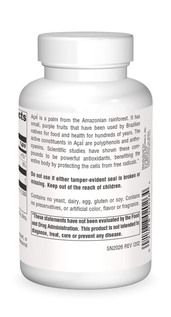 Extracto de Acai Source Naturals en cápsulas para salud celular