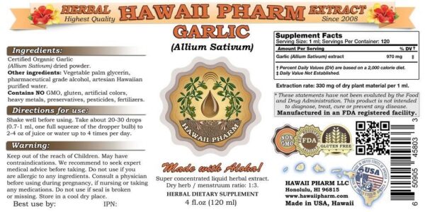 Version 1.0.0 Etiqueta extracto de ajo concentrado Hawaii Pharm