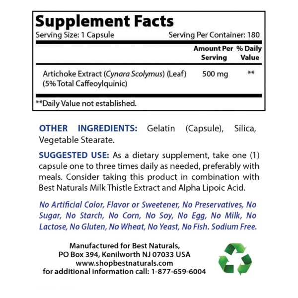 Extracto de alcachofa y cúrcuma suplemento natural USA