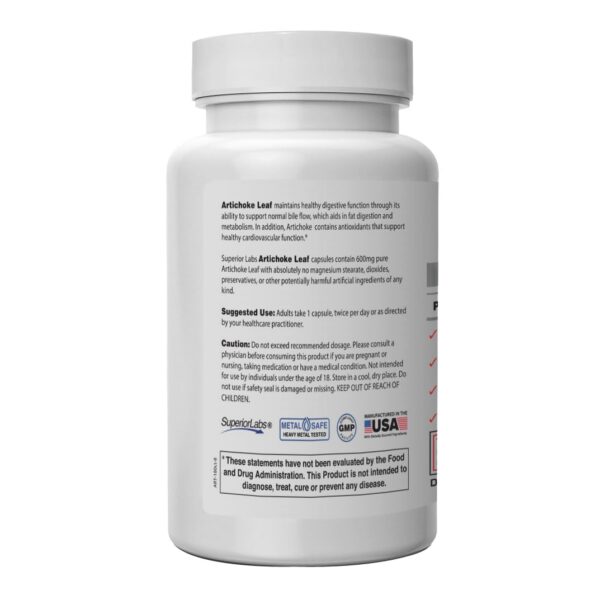Version 1.0.0 Extracto de alcachofa Superior Labs etiqueta lateral