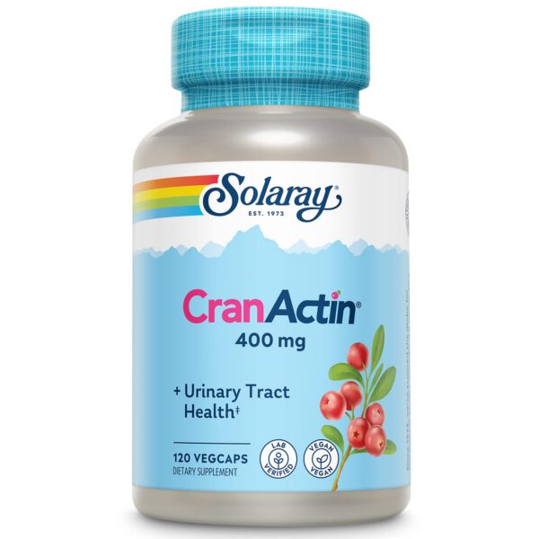 Botella de suplemento de extracto de arándano SOLARAY CranActin 400 mg