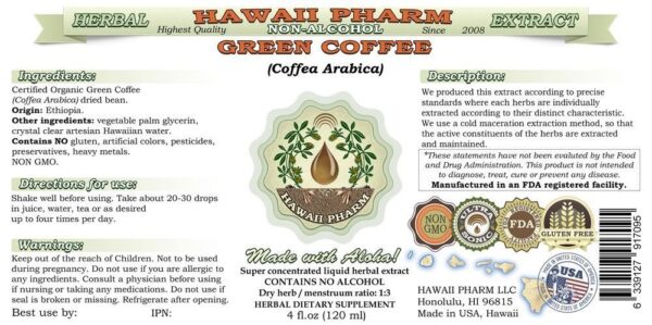 Extracto natural líquido de café verde para suplemento Hawaii Pharm