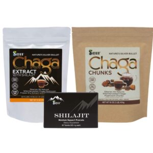 Frasco de extracto de Chaga y polvo de Shilajit