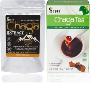 Paquete del extracto de hongo chaga siberiano Sayan con shilajit y bolsitas de té