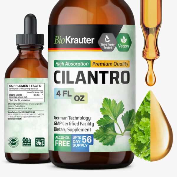Botella de extracto de cilantro detox BioKrauter 4 oz