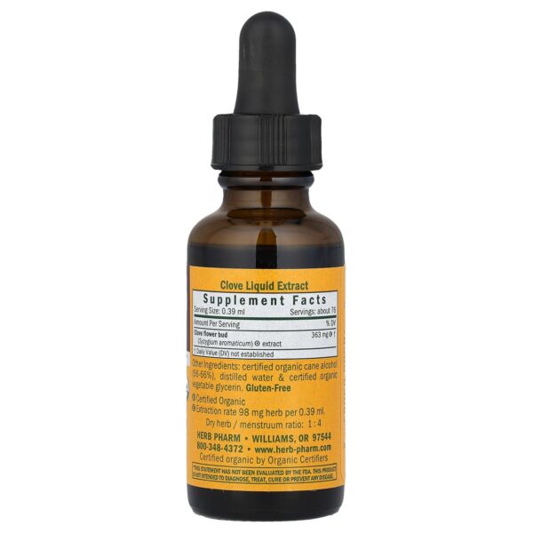 Extracto de clavo orgánico Herb Pharm líquido natural 1 onza