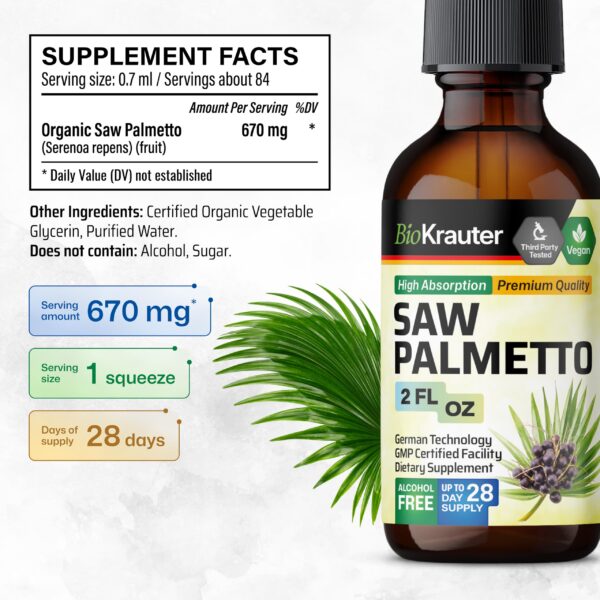 Extracto concentrado Bio Krauter saw palmetto para hombres y mujeres