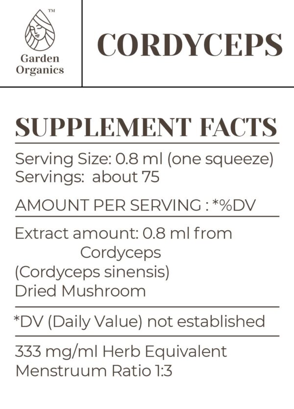 Extracto de Cordyceps 100% natural Garden Organics