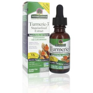 Version 1.0.0 Extracto de cúrcuma Turmeric-3 Nature's Answer botella frontal