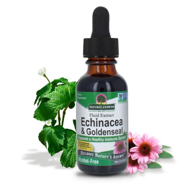 Version 1.0.0 Frasco del extracto sin alcohol Echinacea y Goldenseal Nature's Answer