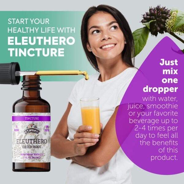 Extracto eleuthero orgánico Florida Herbs frasco y etiqueta