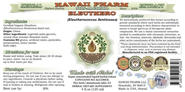 Extracto Eleuthero sin alcohol líquido natural suplemento herbal