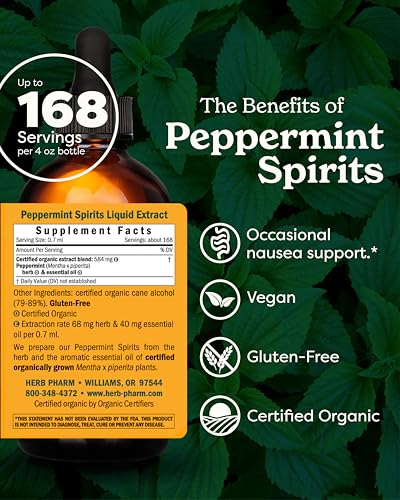 Extracto Espíritus de Menta orgánico Herb Pharm apoyo digestivo
