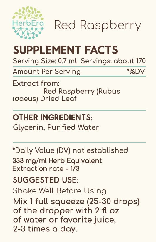 Tapón y etiqueta extracto frambuesa roja HerbEra sin alcohol