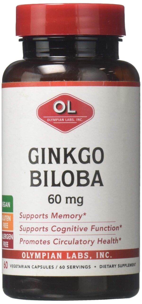Extracto Ginkgo Biloba Olympian Labs caja frontal 60 cápsulas vegetarianas