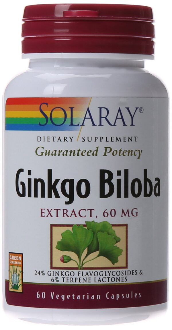 Extracto ginkgo biloba Solaray 60 cápsulas apoyo cognitivo