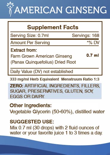 Extracto de ginseng americano botella con etiqueta clara