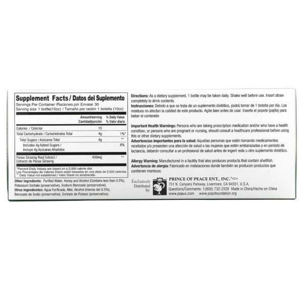 Extracto Ginseng Panax rojo Prince of Peace