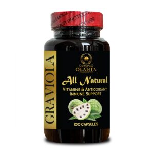 Frasco de cápsulas de extracto de graviola antioxidante