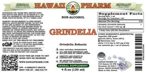 Version 1.0.0 Detalle etiqueta extracto Grindelia natural sin alcohol