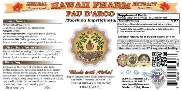 Extracto herbal concentrado de pau d'arco en botella