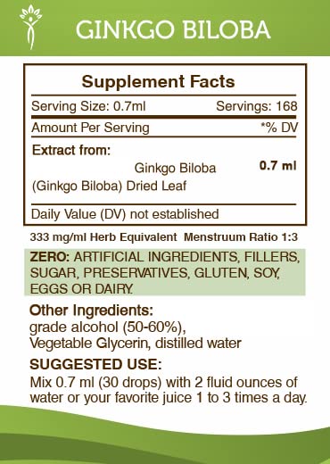 Extracto herbal Ginkgo Biloba 4 oz líquido