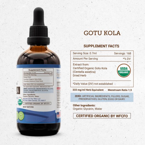 Extracto herbal de Gotu Kola certificado orgánico Secrets of the Tribe