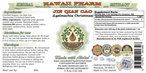 extracto herbal jin qian cao glycerito natural sin alcohol