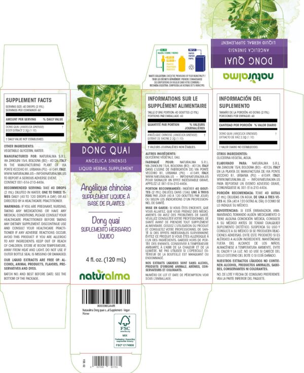 Extracto herbal líquido de raíz Angelica sinensis