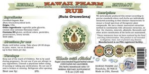 Extracto herbal natural de Rue en botella Hawaii Pharm