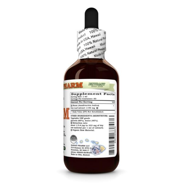 Extracto herbal Neem líquido sin alcohol, Hawaii Pharm