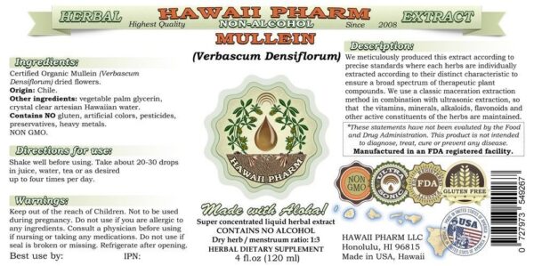 Frascos de extracto de gordolobo organic sin alcohol