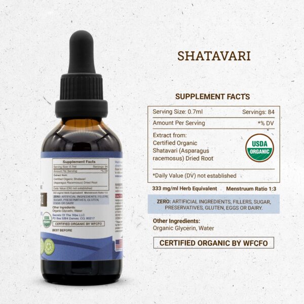 Version 1.0.0 Extracto herbal Shatavari certificado USDA orgánico 2 oz