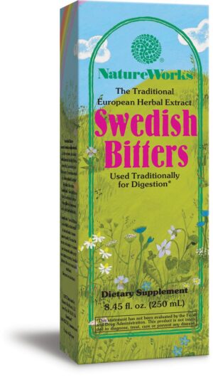 Version 1.0.0 Extracto herbal Swedish Bitters botella frontal NatureWorks