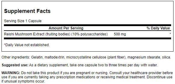 Extracto de hongo reishi estándar 10% polisacáridos Swanson
