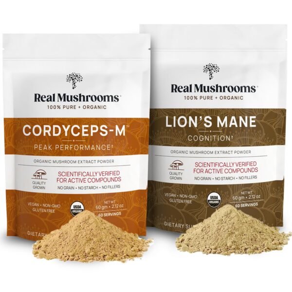 Paquete de extracto en polvo de hongos Melena de León y Cordyceps