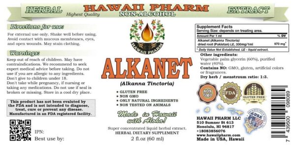 Botellas de extracto líquido de alkanet sin alcohol 2x2 oz