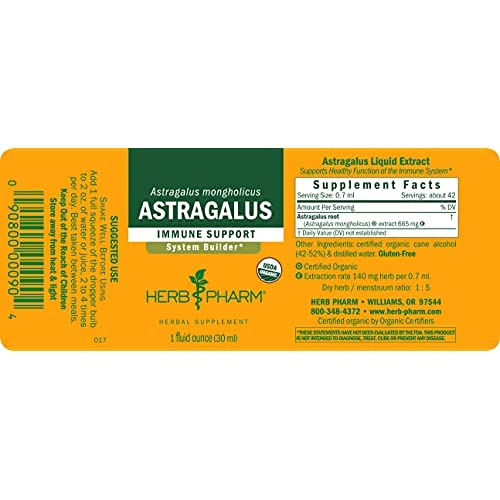 Extracto líquido astrágalo Herb Pharm empaque frontal